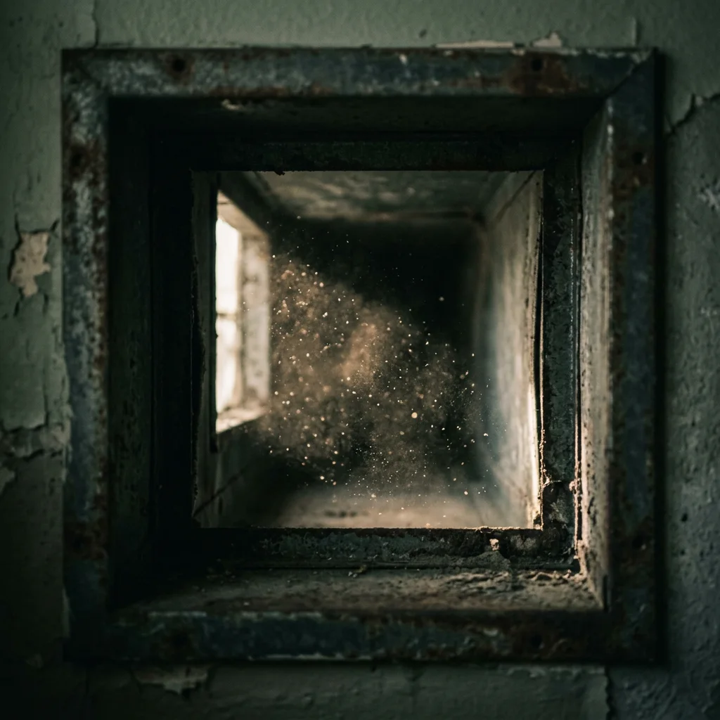Airborne particles visible inside a residential ventilation opening